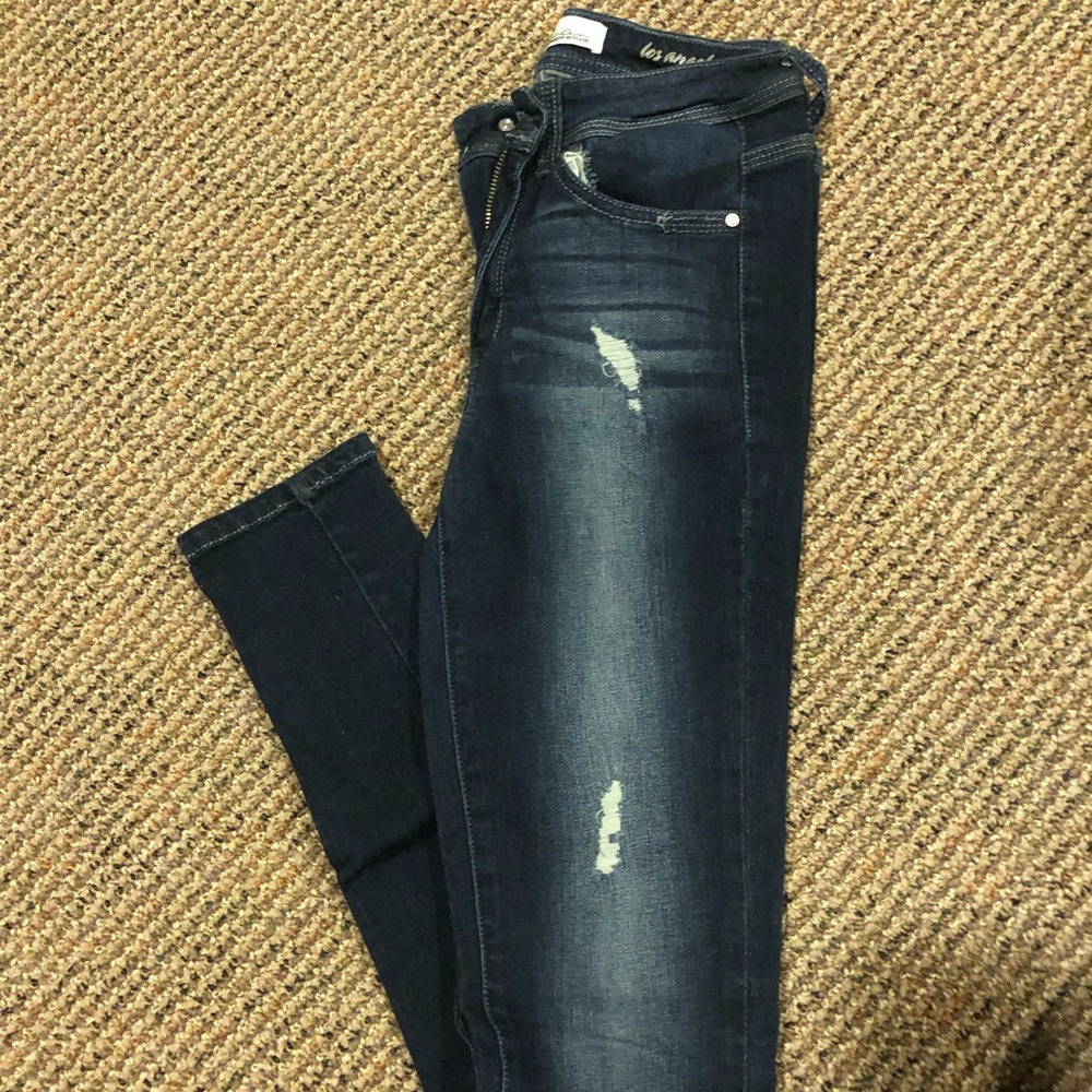 Dark wash skinny jeans
